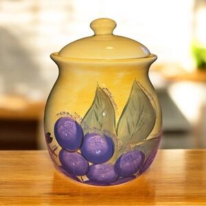 HOME TRENDS "VERDONA" LARGE FRUIT DESIGN CANISTER - 9 1/4"